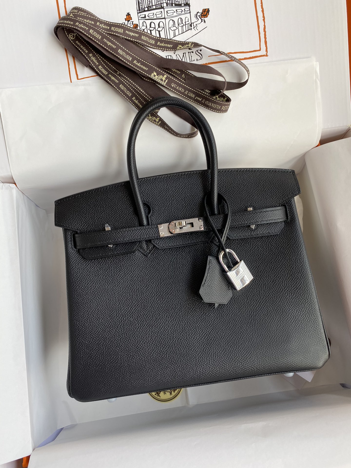 Hermes Birkin 25CM Epsom Leather Handbag Black